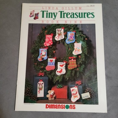 Tiny Treasures Book 9 Dimensions Linda Gillum Christmas Cross Stitch Stockings +