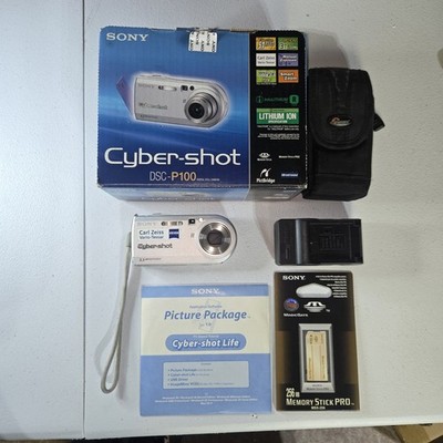 Sony CyberShot DSC-P100 5.1MP Digital Camera Carl Zeiss Lens Tested Works.