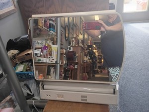 Vintage Chrome Deco 14x20 Metal Recessed Mirror Medicine Cabinet Old 989-26B