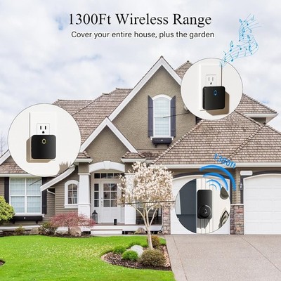 Wireless Doorbells for Home with 2 Plug-In Receivers, Waterproof Door Chime