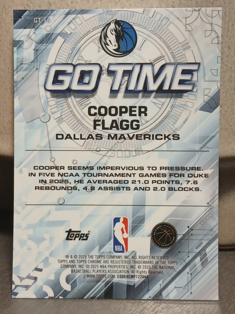 2025-26 Topps Chrome NBA Cooper Flagg Go Time Ray Wave Refractor
