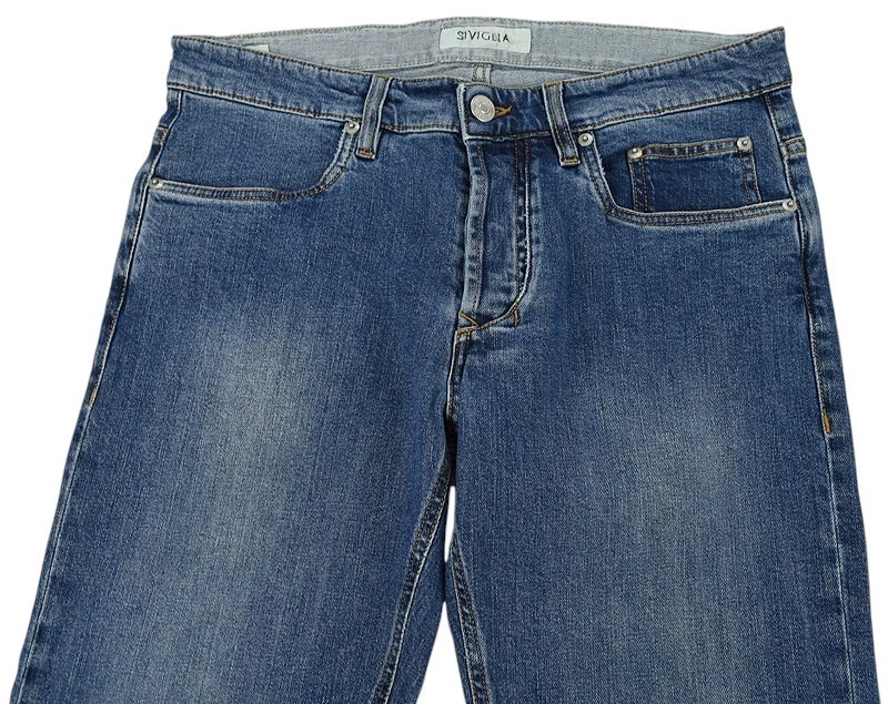 SIVIGLIA Mens Blue Slim Fit Tapered 5-Pocket Cotton Stretch Jeans 34 Italy NWT - Image 2 of 4