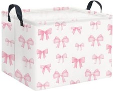 Rectangular Storage Basket Waterproof Storage Bin for Bedroom Bowknot