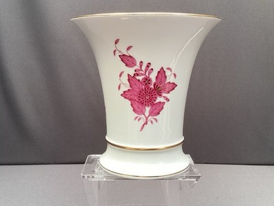 Herend Vergoldete  Vase mit rosa Blumenmuster von Herend, 1970er Jahre