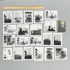 Lot 20 Vtg WWII US Navy Sailor Photograph Snapshots Military Ship Base 1940s