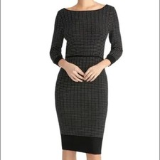 Rachel Roy Black Stone Ribbed bodycon long sleeve form fit Sweater Dress Medium
