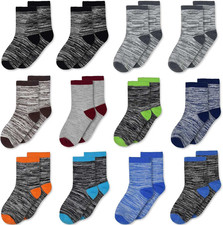 Boys Socks, 12 Pairs Crew Socks for Toddler Kids Boys Girls 1-14 Years Old , Ath