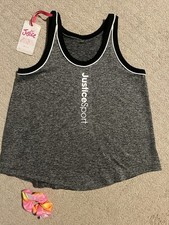 Justice Sport Gray Kids Tank Top Girls LARGE 12/14 Sporty Athletic Minimalist