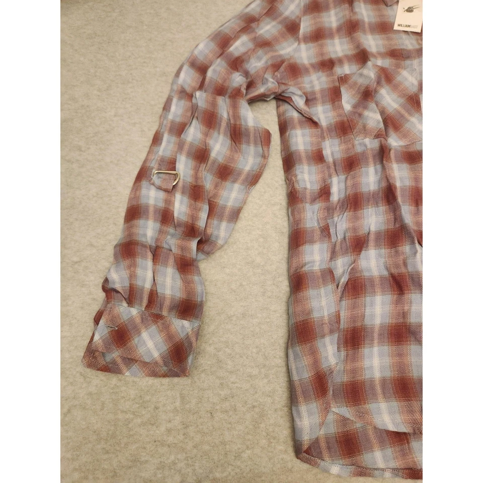Camisa William Rast para mujer XXL vino a cuadros Carina lengüeta enrollable manga larga frente a presión Foto 2 de 4