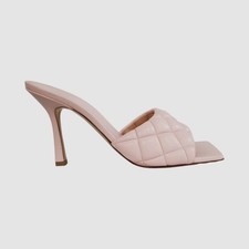 Bottega Veneta Women Pink Padded Leather Slide Heel Sandals Shoes Size 38.5