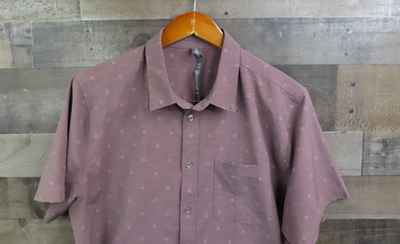 Vuori Shirt Mens Large Purple Polka Dot Short Sleeve Bridge Button Down  Stretch