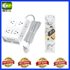 12 Device Surge Protector with USB-C - 10Ft 8 Outlet Power Strip for Home/Office
