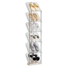 5 Layers Slanted Shoe Rack Tall Narrow Shelf Storage Organizer Shoe/Snacks Tower