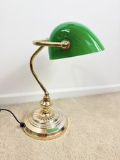 Vintage Green Bankers Desk Lamp Brass Base Retro Office Light Micromark