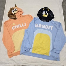 EUC Size L/XL Adults Matching Bluey Character Hoodie Set Bandit  Chilli Graphic