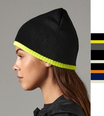 2 Stück Set Beechfield Two-Tone Beanie Knitted Hat Beanie B44c NEW