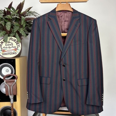 Brook Taverner (44L) Streifen Bootsport Blazer Jacke Wollmischung Henley Rudern