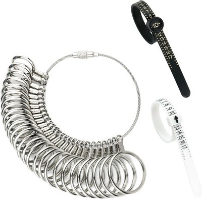 27PCS Ring Sizer 3in1 Ring Sizing Kit US 0-13 Half Sizes w/ Magnifier Men/Women 