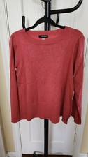 Cable Gauge Women s Red Knit Sweater Size Large Ribbed Hem Long Sleeve