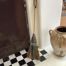Handcrafted Natural Fiber Mixed Multi-Colored 3 Tall Whisk Broom