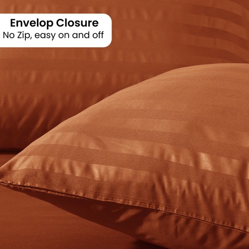 Luxury Duvet Cover Satin Stripe Quilt Covers Bedding Set Single Double King Size - Picture 66 of 76
