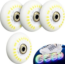 Cosmos 64mm Light Up Inline Skate Wheels 4-Pack 90A ABEC-9 Bearings Rainbow