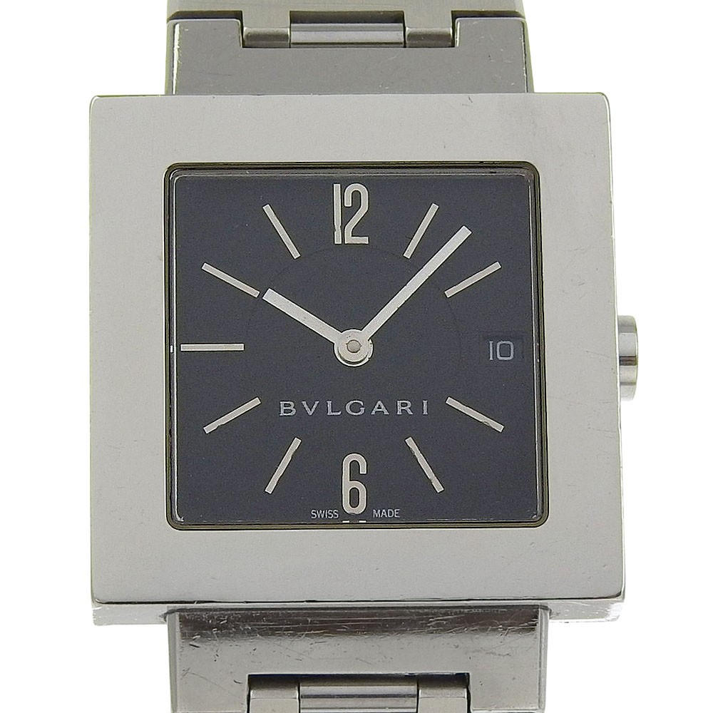 Bvlgari Watch Date Black Dial SS Quartz Analog BVLGARI Date SS Black Dial Unisex Boys Quartz Wristwatch  main image 4