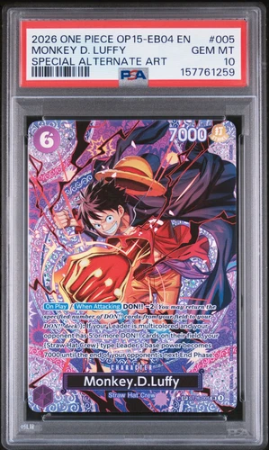 2026 ONE PIECE OP15-EB04-ADVENTURE ON KAMI'S ISLAND #005 MONKEY D. LUFFY PSA 10
