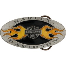 Harley Davidson Motorcycle Flame Biker Hog HD Chopper MC Club Vtg Belt Buckle