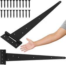2 Pcs 26-1/4 Inch Heavy Duty Black Door Hinges with Screw Barns Door Hinges T-Sh