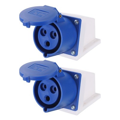 2Pcs IP44 220-240V 32A 2P+E 3 Pin CEE Surface Mounted Sockets
