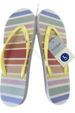 NEW Cat Jack Large 4/5 Slip On Sandal Flip Flops Striped Bottom Yellow Strap
