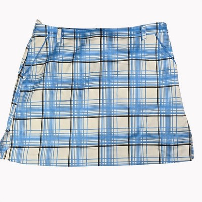 Izod Womens size 10 Plaid Golf Skort With Built-In Shorts Blue White