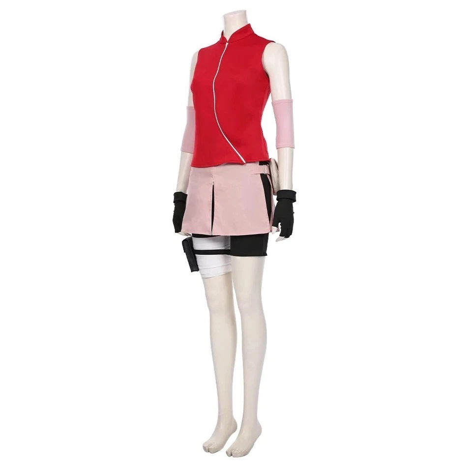 Naruto Shippuden Cosplay Haruno Sakura Complete Set Ninja Costume Cosplay Outfit - Image 3 of 4