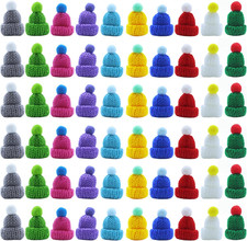Mini Santa Hats for Christmas Crafts, 60Pcs Tiny Knitted Doll Hats Minature Hat