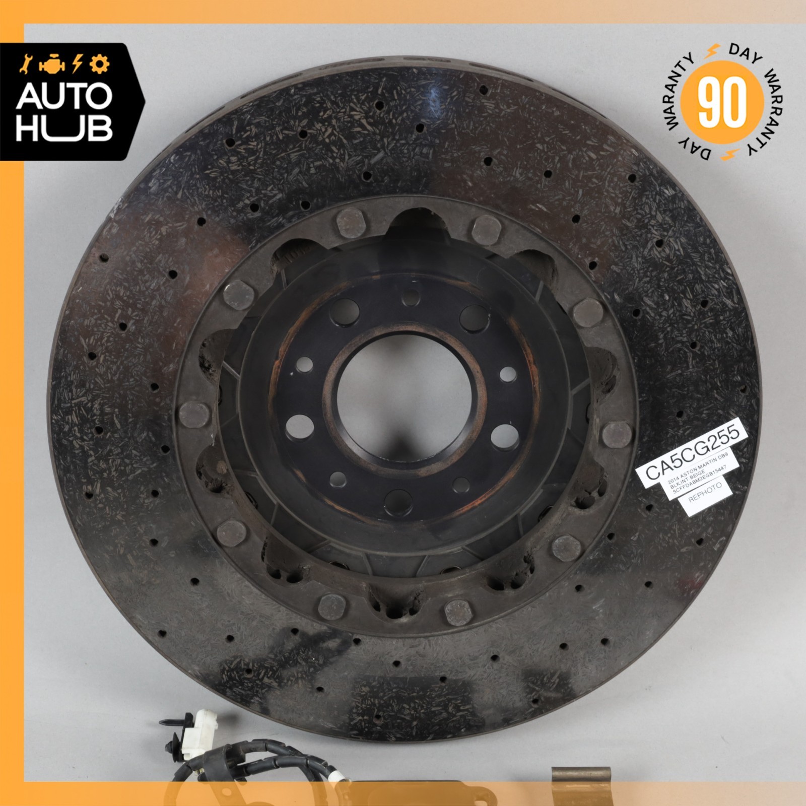 08-16 Aston Martin DB9 DBS Rear Carbon Ceramic Brake Rotor ED232C026CA OEM 22k