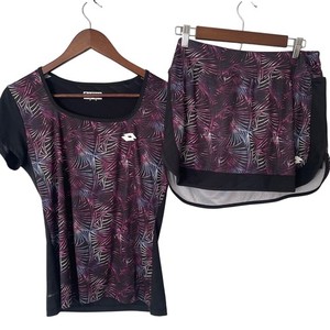 Lotto Womens XL Tennis Skort and Top Set Purple Blue Palm Golf Pickleball