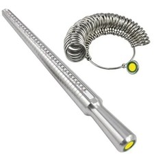 Metal Ring Size Gauges Set Measuring Ring with Mandrel Sizer Finger Sizing HO