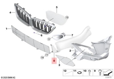 Genuine BMW M2 CS Racing Coupe Grid Lower Part Left 51118328291