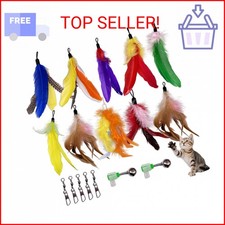 AINTE 10 Pieces Cat Feather Toy Refills,Cat Wand Replacement Feathers Toys with