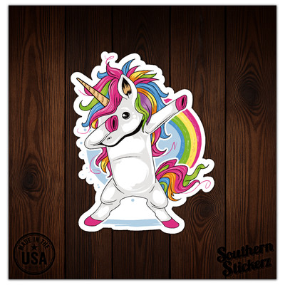 Dabbing Rainbow Unicorn - Vinyl Decal Sticker - Car Window Laptop - ebn8047