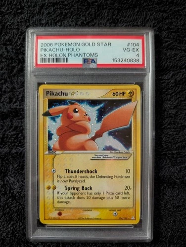 Gold Star Pikachu #104 EX Holon Phantoms PSA 4