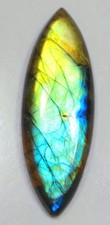 47 Ct 6X18X53 mm Natural Green Fire Labradorite Marqusie Cabochon Gems QY-321