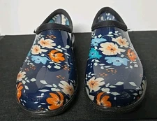 Sloggers Slip On Waterproof Garden Shoe Clogs Comfort Insole Navy Floral Size 8