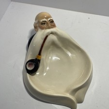 Ceramica tascabile svuotamento uomo con pipa anni 40 Essevi Sandro Vacchetti barba vintage