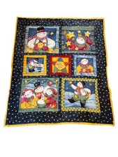 Vintage Snowmen Winter Wall Hanging Quilt Blessings Theme 56"x47" Multi-Color Co