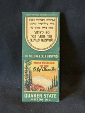 Vintage Early Quaker State Matchbook Cover Los Angelas California Rare Graphic