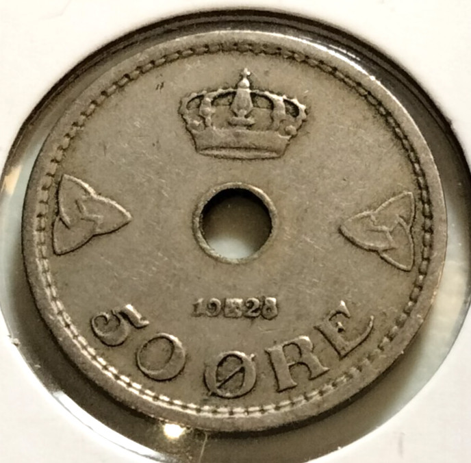1928  Norway  50 Ore  Coin - KM#386-   (IN#16563)