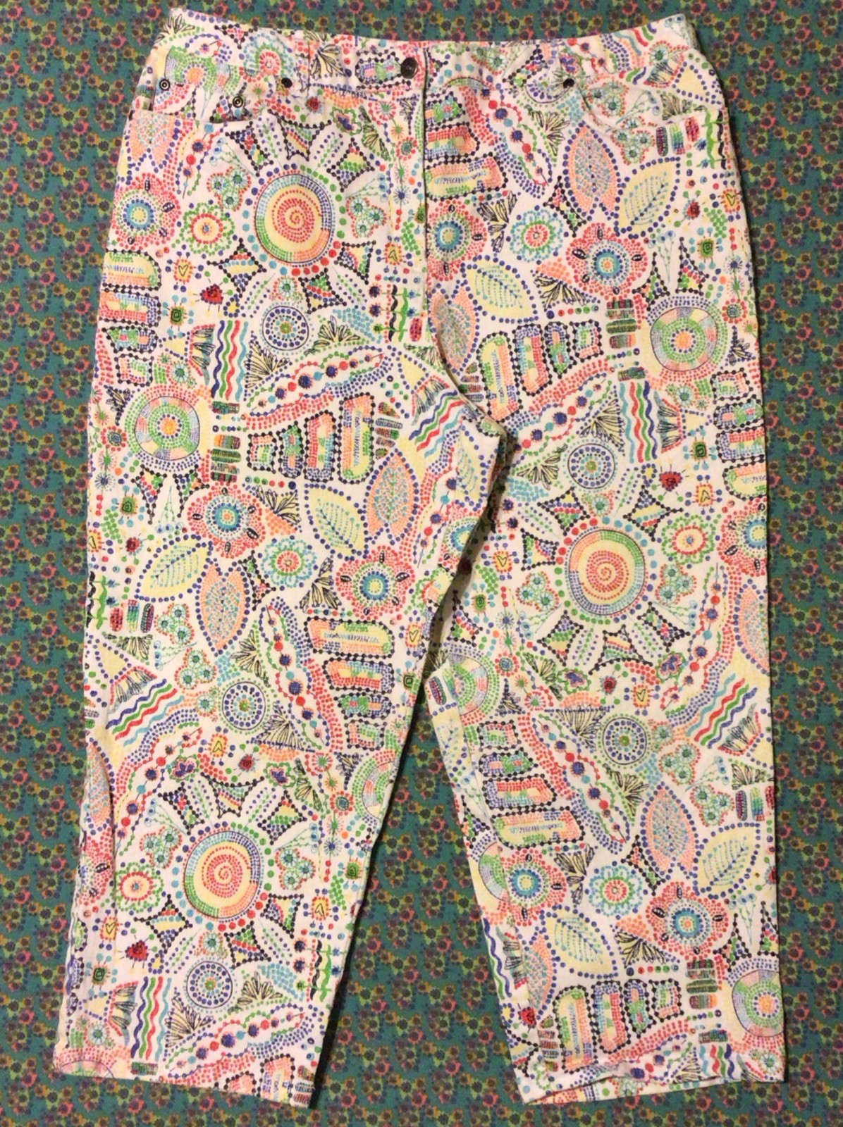 RUBY RD Dotty Ink Drawn Whimsy Print CAPRI PANT 1… - image 1