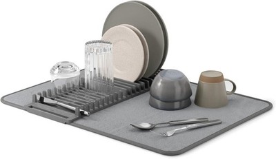 Umbra Udry Rack and Microfiber Dish Drying Mat-Space-Saving Lightweight Design
